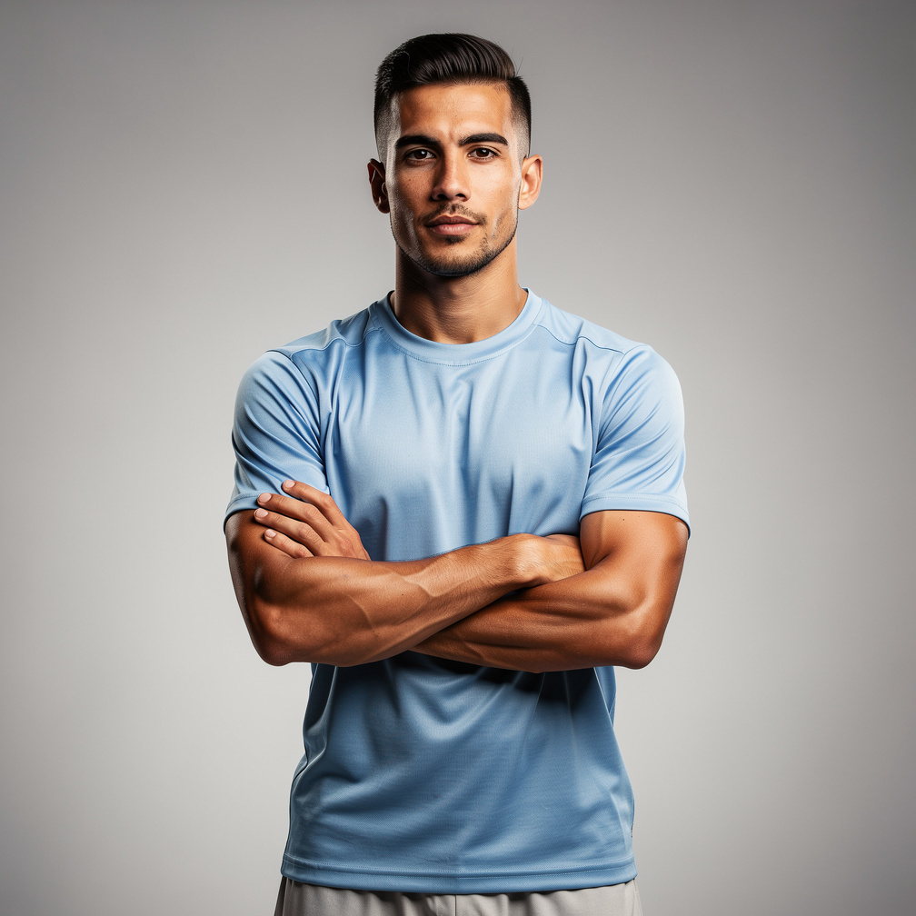 Portrait of a young Latino athletic man in sportswear